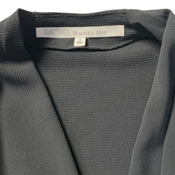 Rachel Rachel Roy Black Draped Wrap Blouse Long Sleeve High Low Top Women’s Sz S - Picture 4 of 9